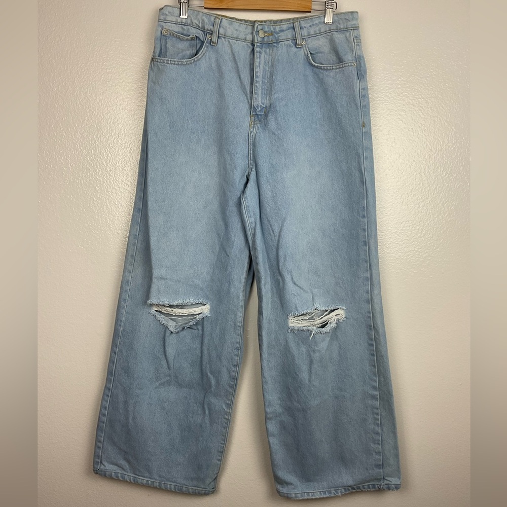 Nasty Gal Women’s high rise wide Leg Relaxed‎ Light Blue Jeans
